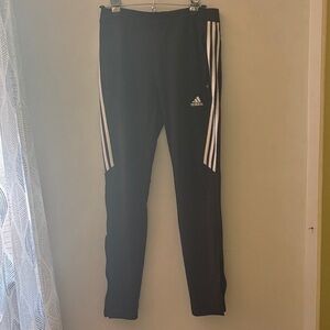 Adidas Mens Black Joggers with White Stripes Small